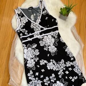Taboo Black and White Floral Sleeveless Dress